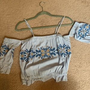 Off the shoulder cropped blouse
